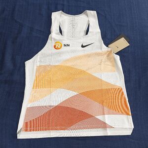 Nike White and Orange Geometric Wave Tank Top